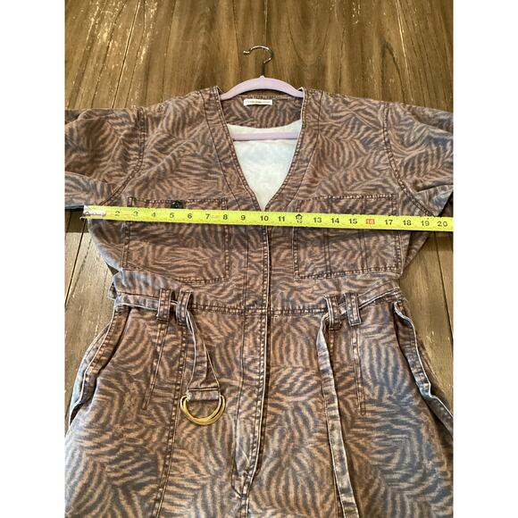 ULLA JOHNSON Ezra Jumpsuit 100% cotton animal print brown balloon sleeves 10 - Picture 7 of 11